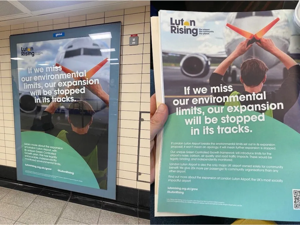 Luton airport greenwashing ads