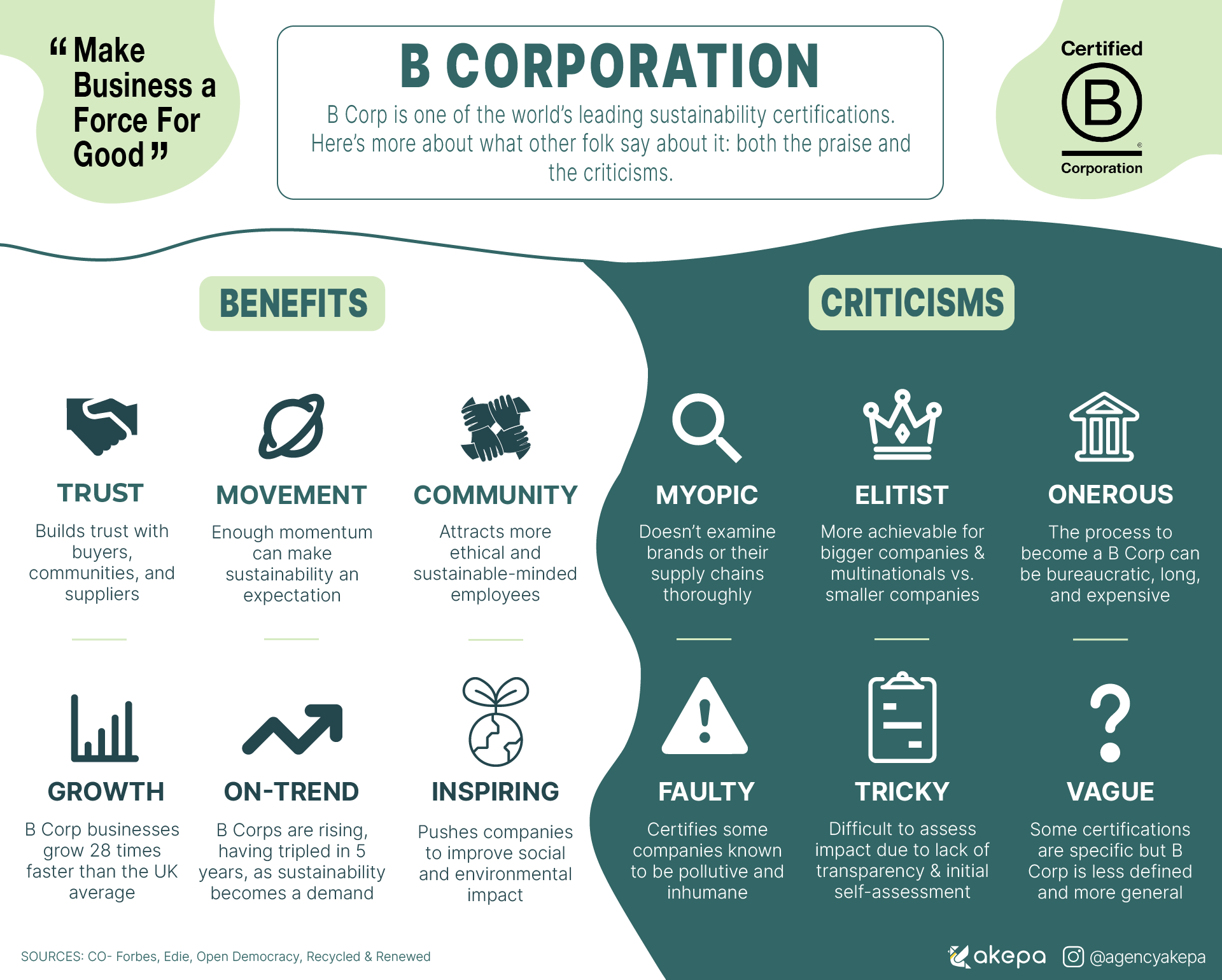 Alternatives to b corp certification - benefits and criticisms advantages and disadvantages