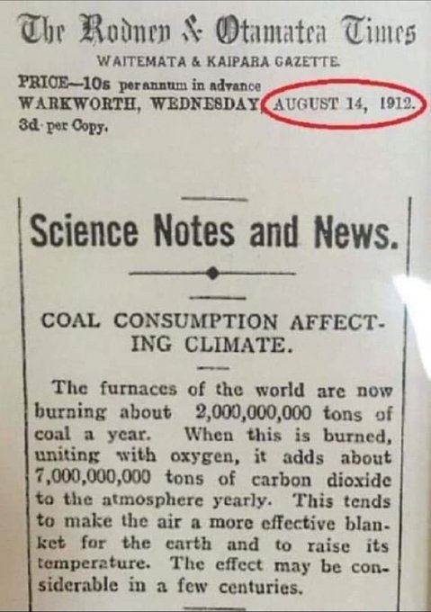 August 14 1912 mention of carbon emissions