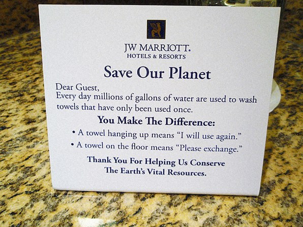 Reuse hotel towels Marriot