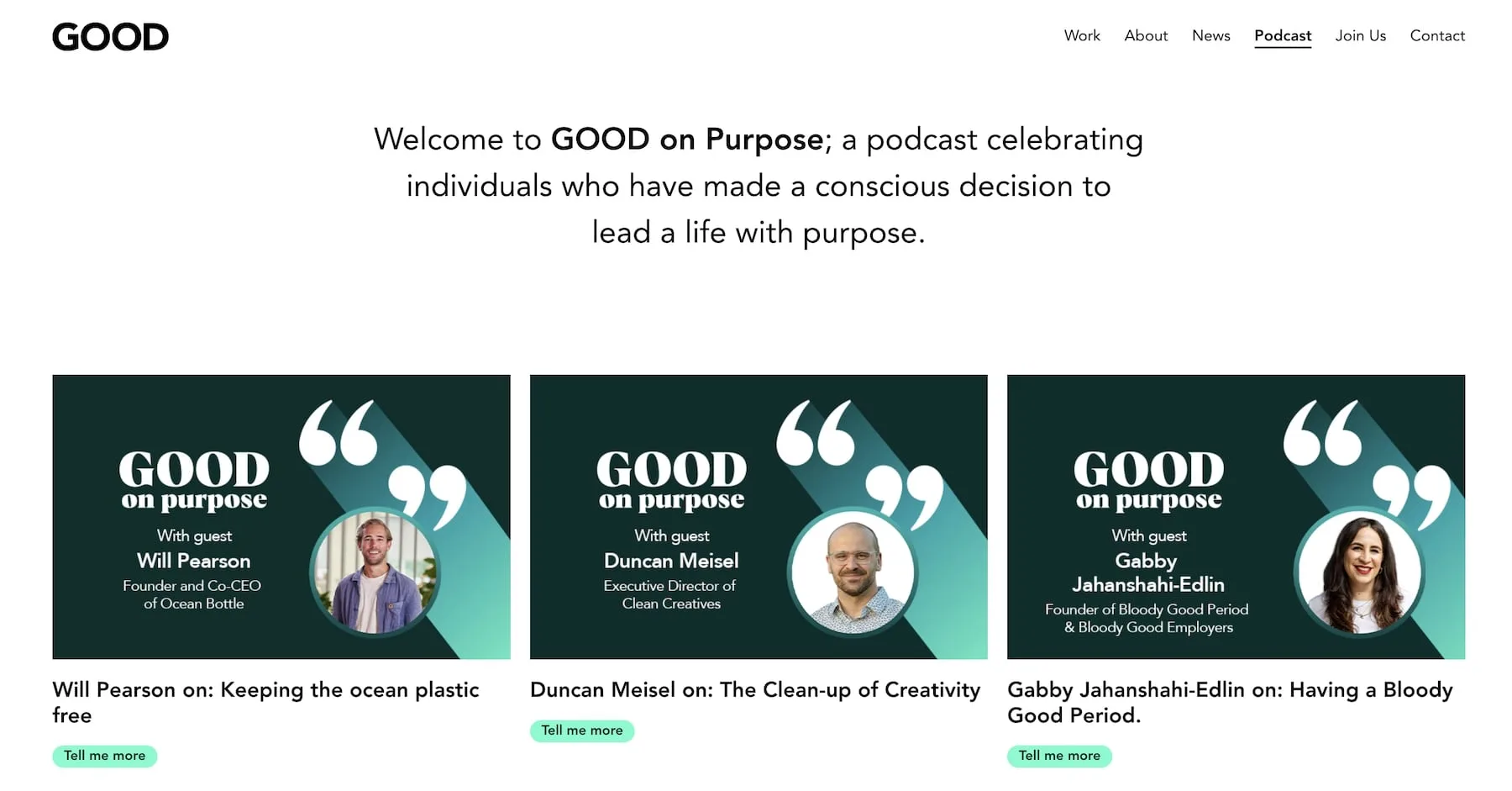 Good on purpose podcast from the Good Agency