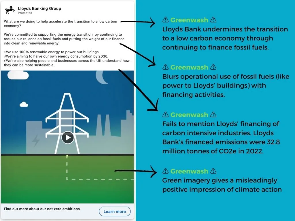 Lloyds Banking group greenwashing ad