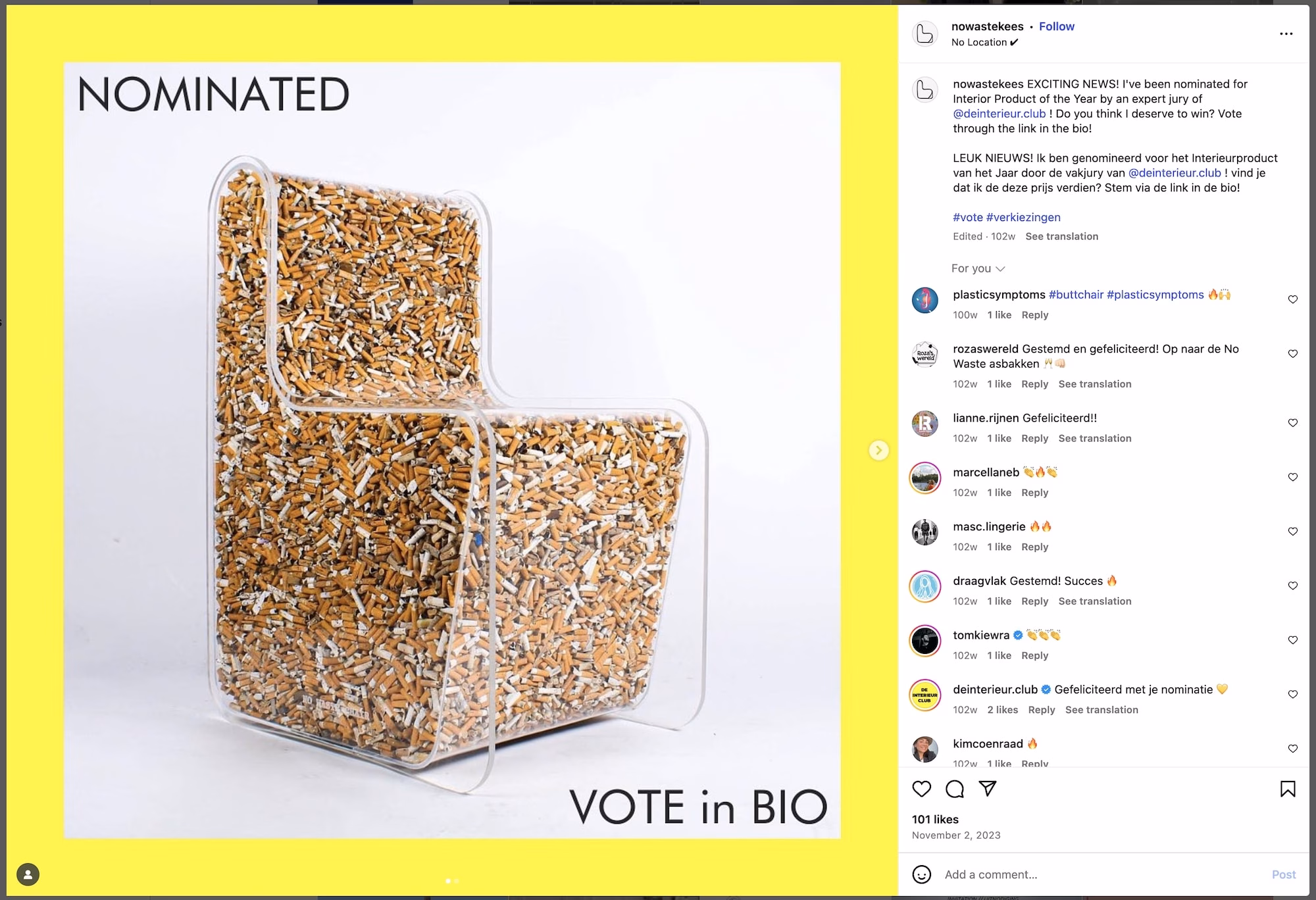 The cigarette no waste chair
