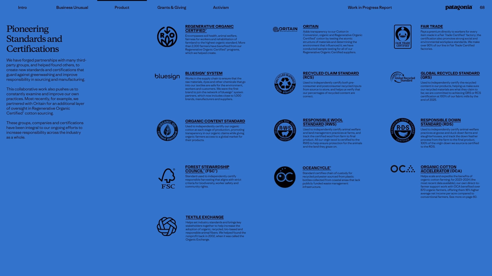 patagonia's sustainability certifications